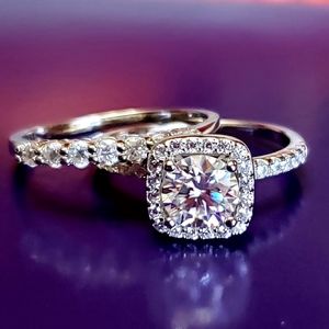 2PC Moissanite Diamond Ring sz8